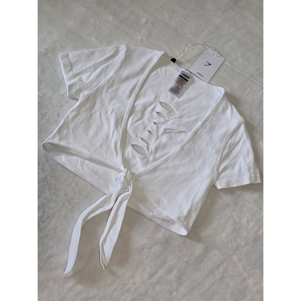 Gymshark Womens XS White Gains Seamless Fitted Crop Top Body Fit NWT SOLD OUT